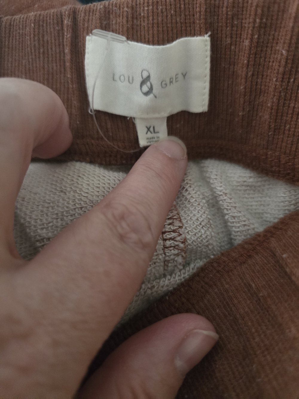 Lou & Grey Striped Drawstring Lounge Shorts - Rust & Cream XL - Picture 4 of 4